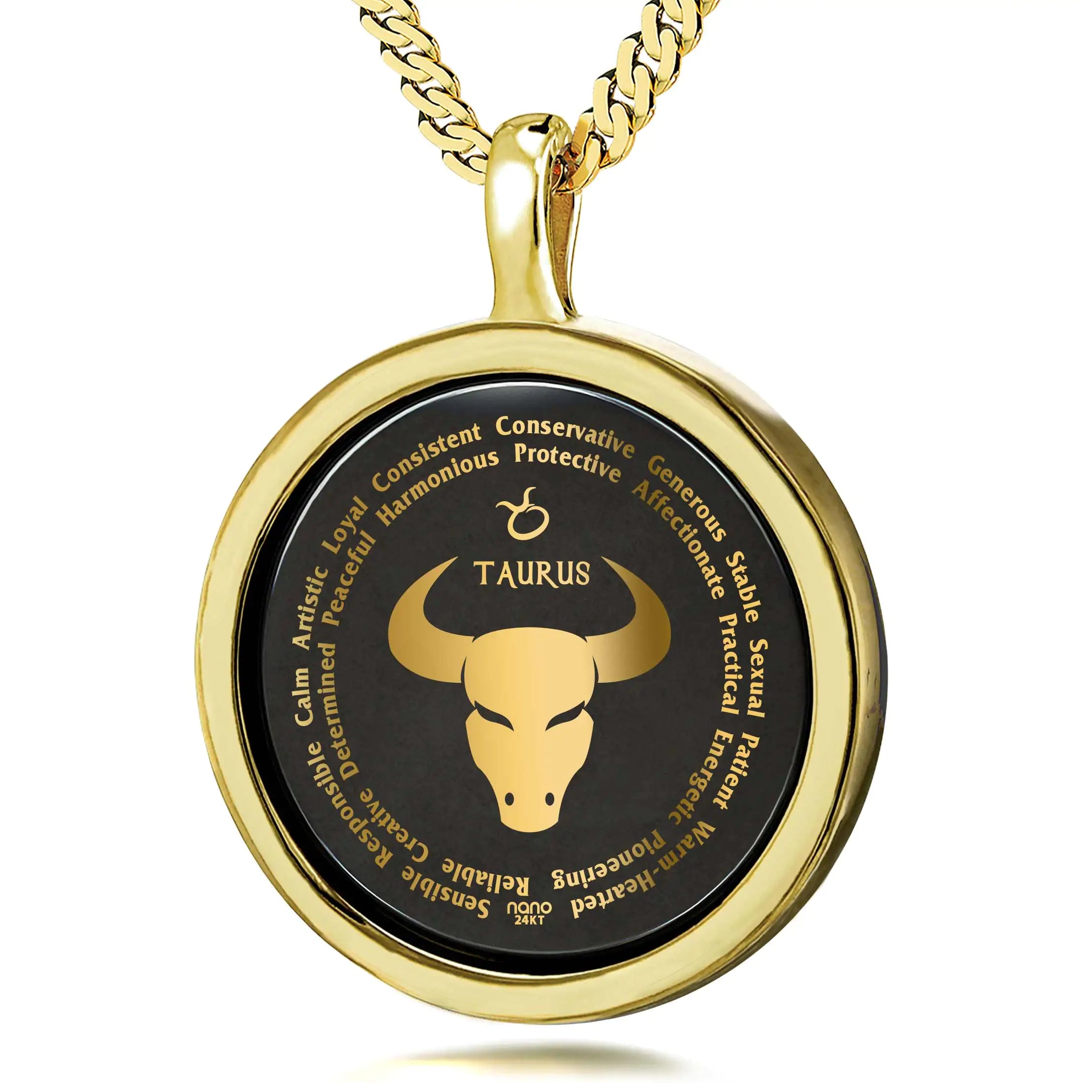 Taurus Necklaces for Lovers of the Zodiac 24k Gold Inscribed