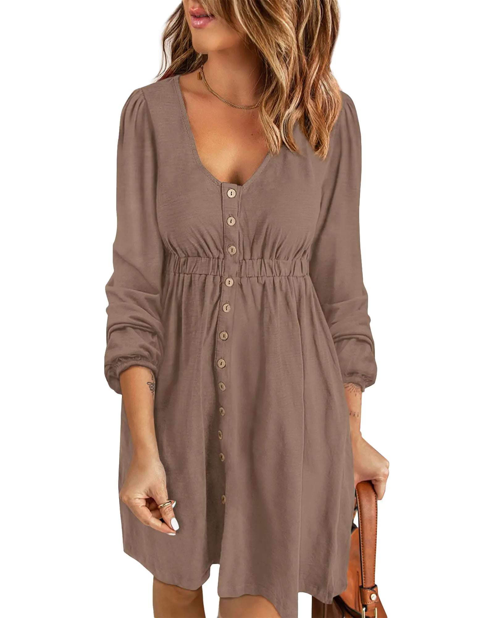 Women’s Casual Button-Down Tunic Mini Dress