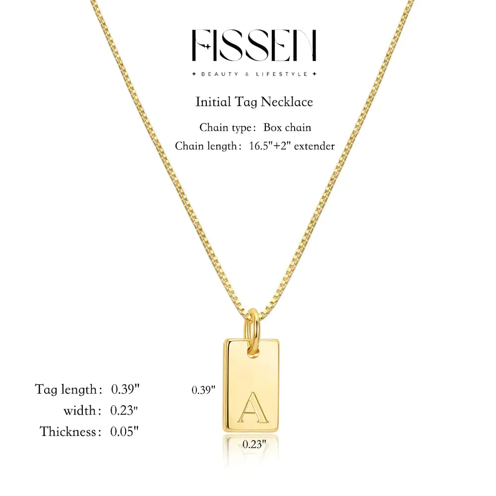 Initial Necklaces for Women 14K Gold Plated Letter Necklace Dainty Gold Name Necklace Personalized Initial Tag Pendant Necklace for Women Trendy Gold Jewelry D - 0