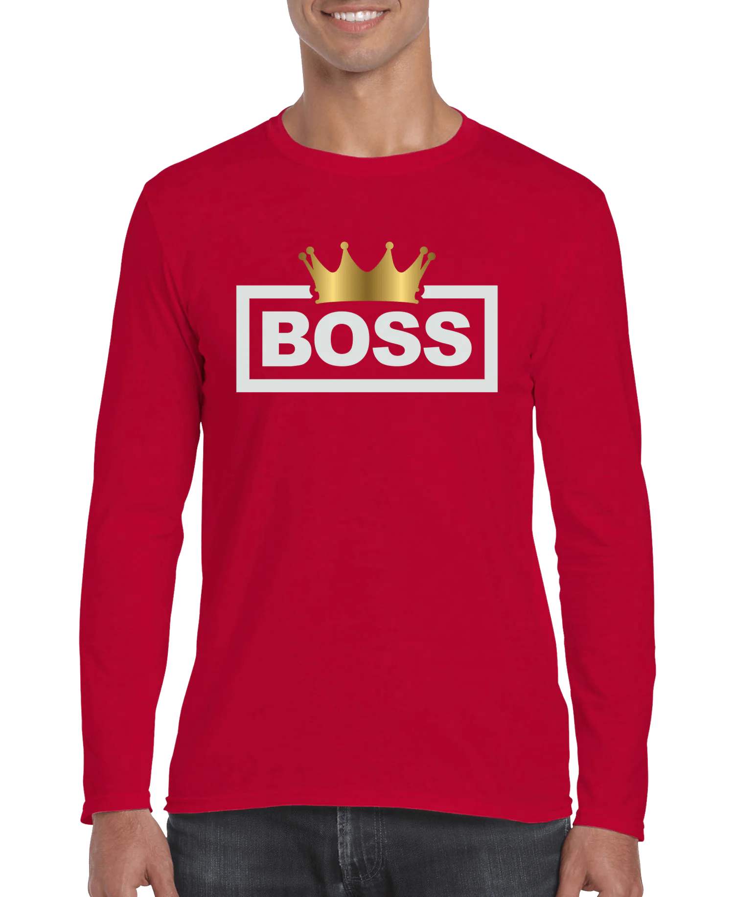 Buy red Boss Crown Men&#39;s Long Sleeve Shirt