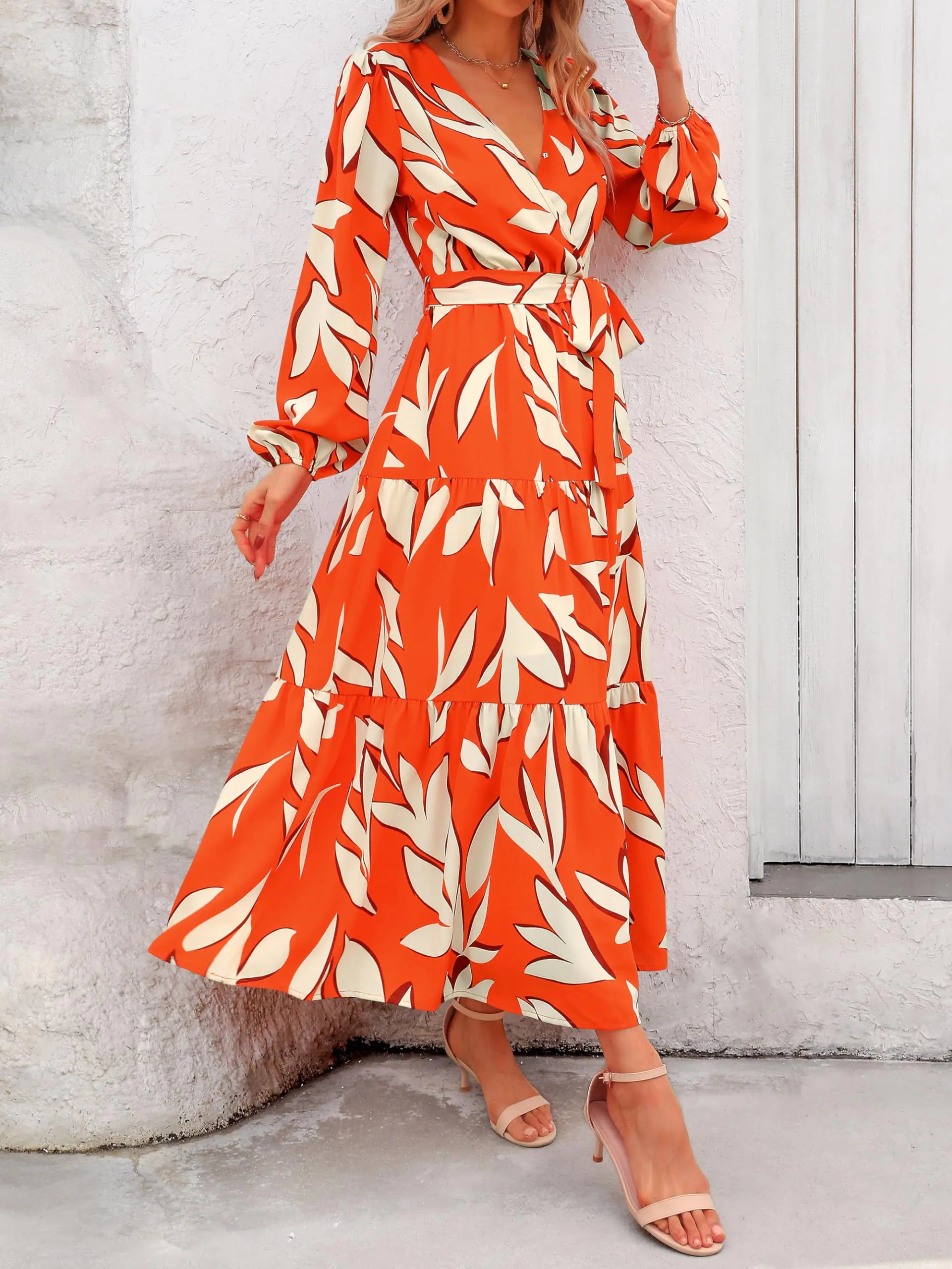 Women’s Boho Floral Maxi Wrap Dress