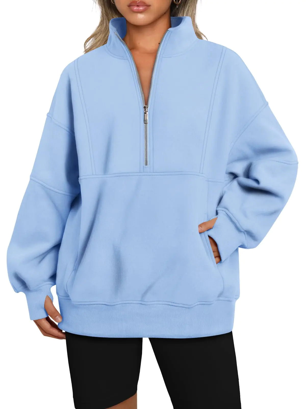 AUTOMET Women's Half-Zip Oversized Fleece Sweater