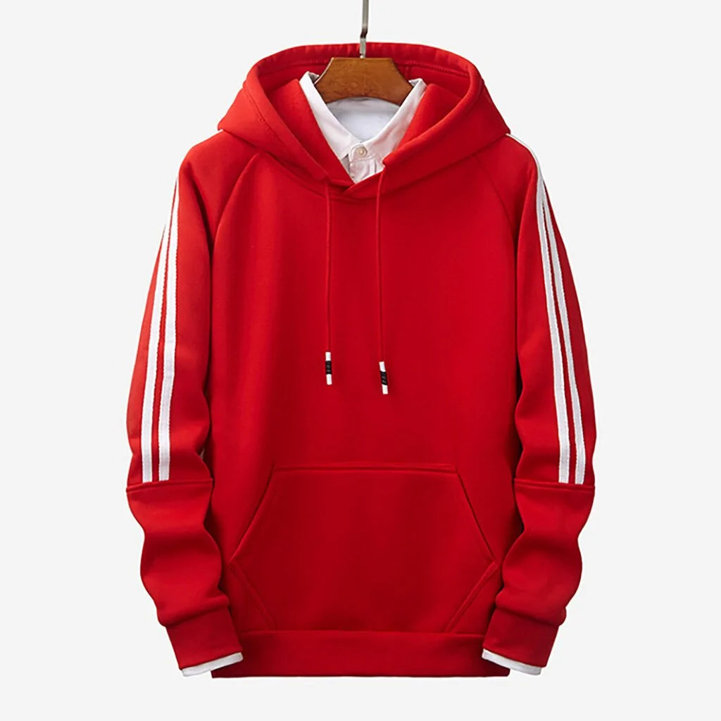 Buy red Stripe Stitching Hoodies