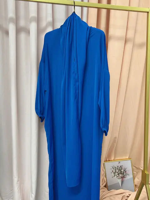 Buy royal-blue-jilbab Hooded Abaya Long Dresses Women