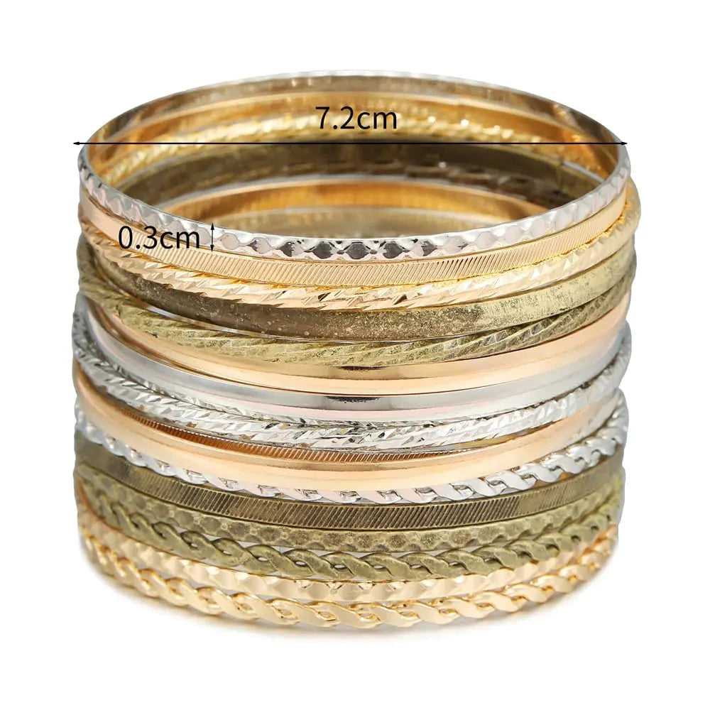 Gold Stackable Boho Bangle Bracelets Set