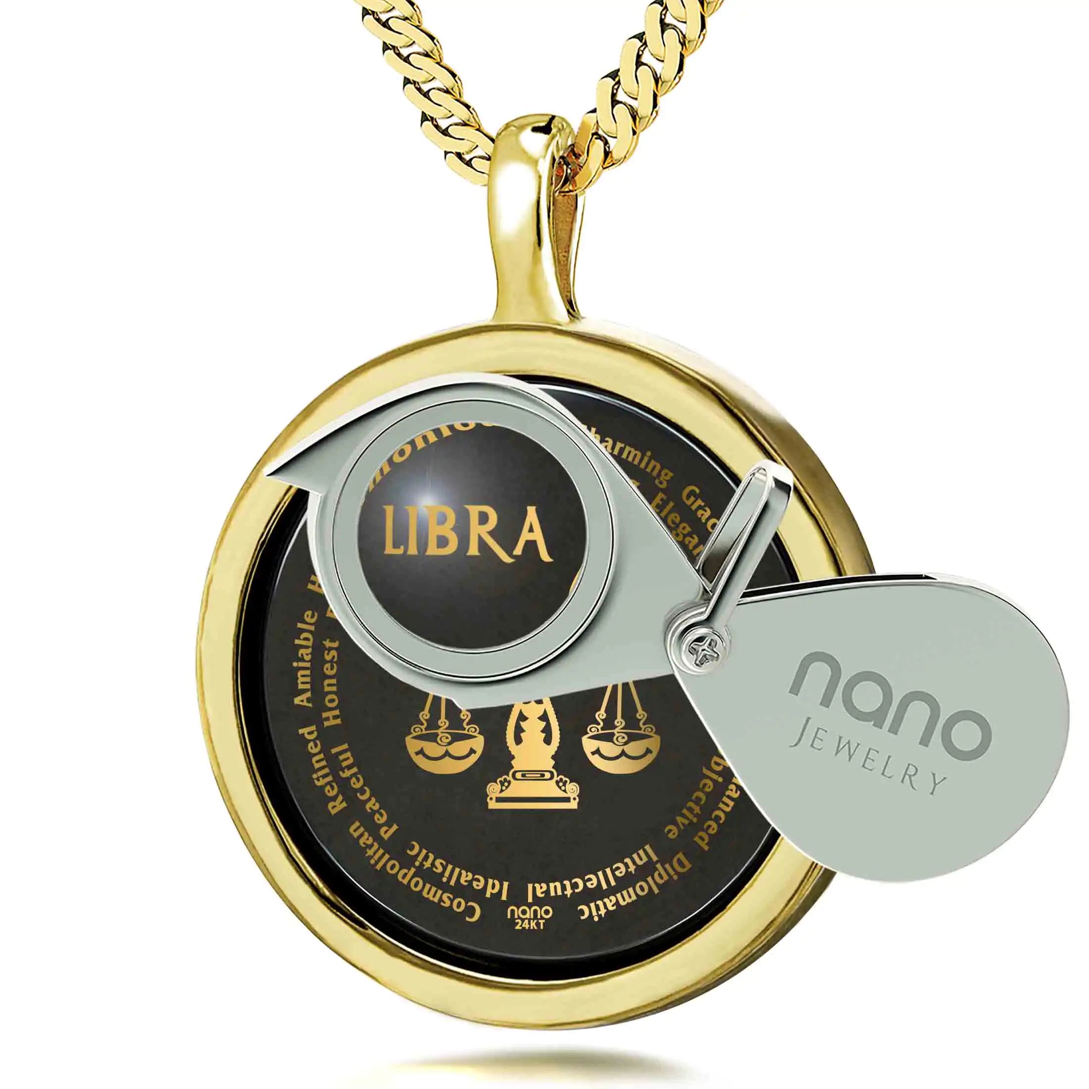 Libra Zodiac Necklace 24K Gold Inscribed