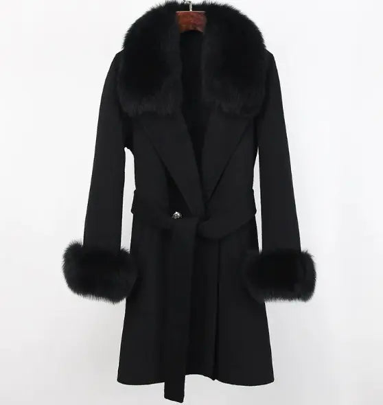 Buy black Woolen Long Overcoat