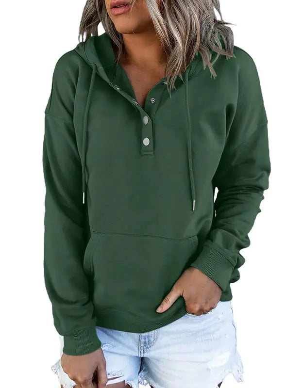 Dokotoo Women’s 2024 Button-Collar Hooded Pullover Sweatshirt