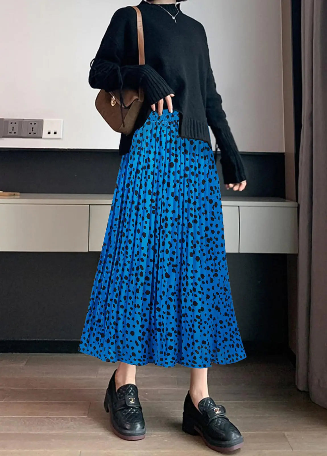 Women’s Leopard Print High-Waisted Midi Skirt