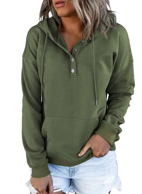 Dokotoo Women’s 2024 Button-Collar Hooded Pullover Sweatshirt