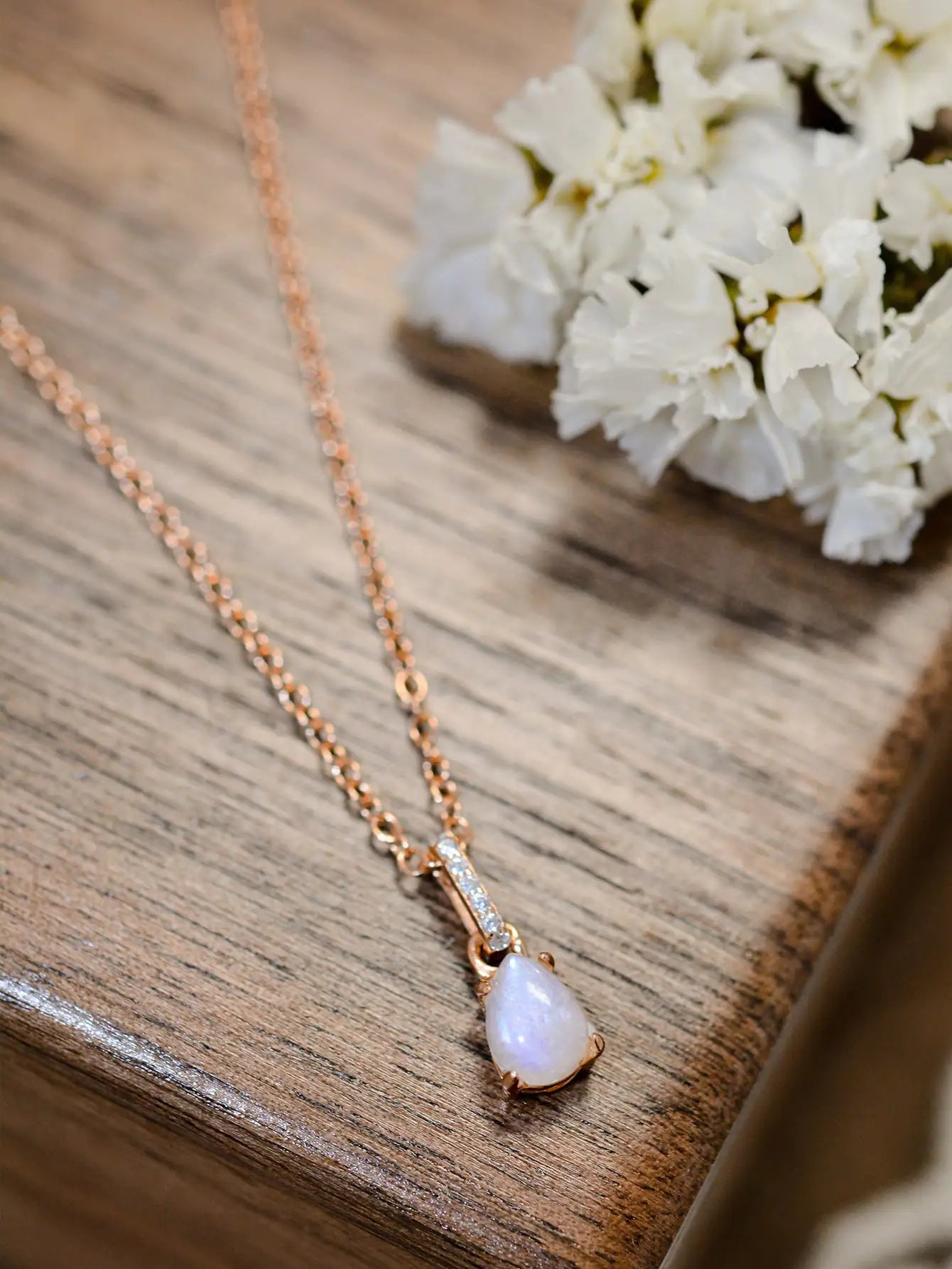 Moonstone Teardrop Pendant Necklace - 0