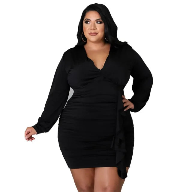 Buy black Women Autumn Plus Size Dresses