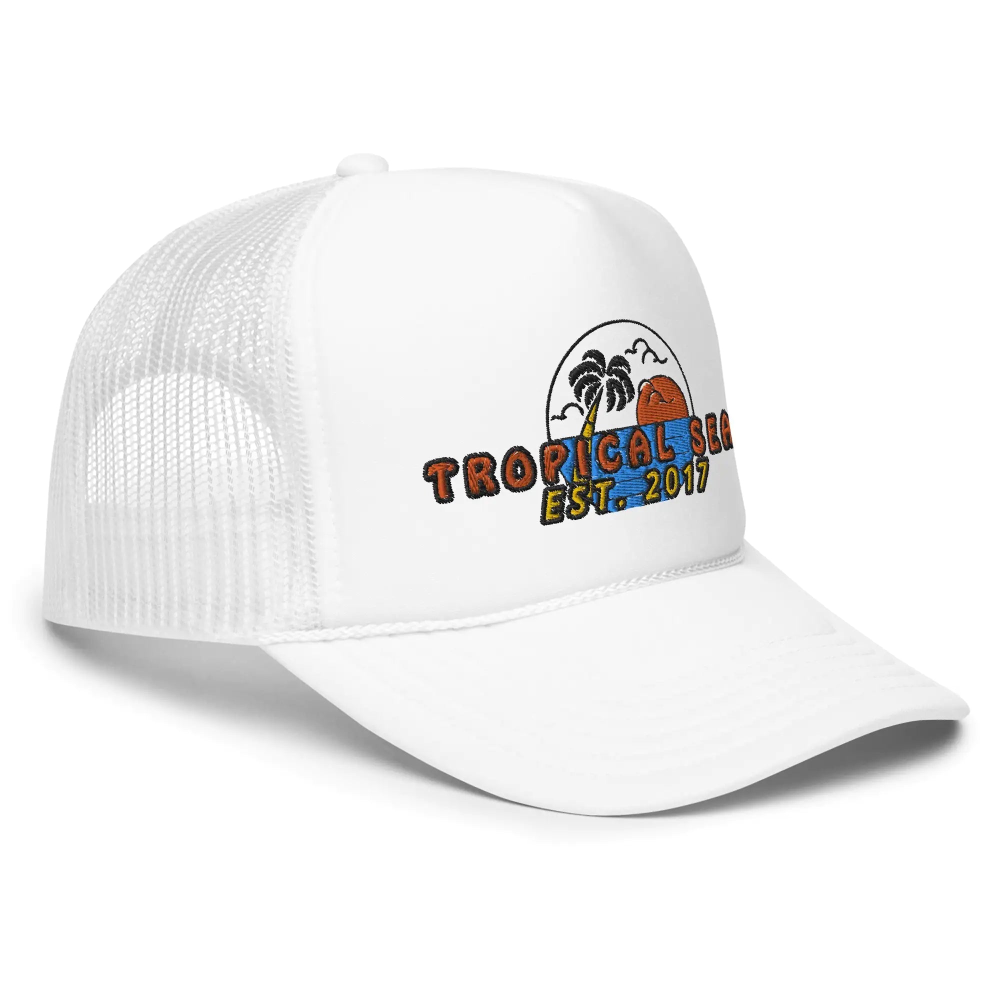 Palm Paradise Foam Trucker Hat Design