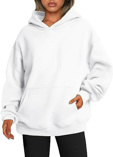 Buy white Large Pocket Women Hoodies