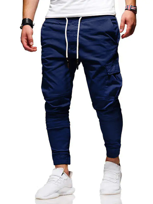 Buy navy-blue Men Autumn Thin Cotton Casual Pants