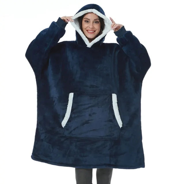 Buy blue Women Oversized Warm Winter Hoodies