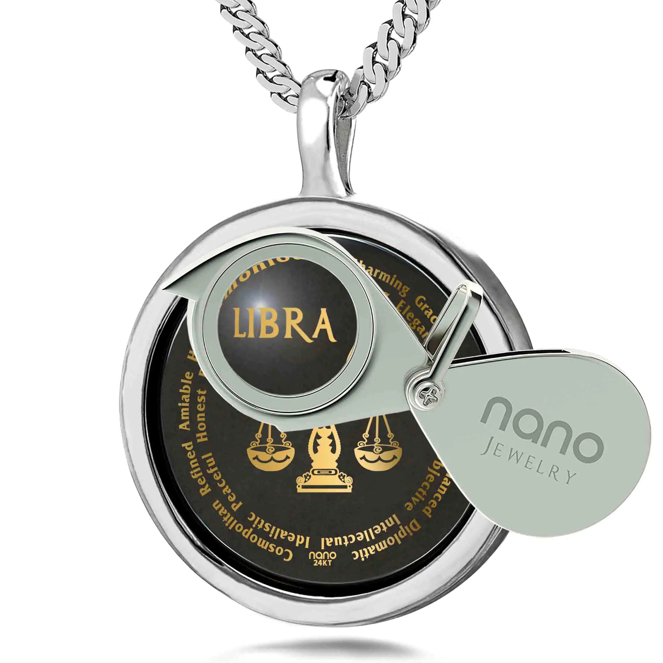 Libra Zodiac Necklace 24K Gold Inscribed