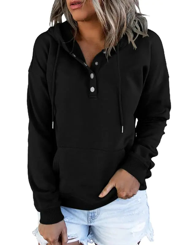 Dokotoo Women’s 2024 Button-Collar Hooded Pullover Sweatshirt