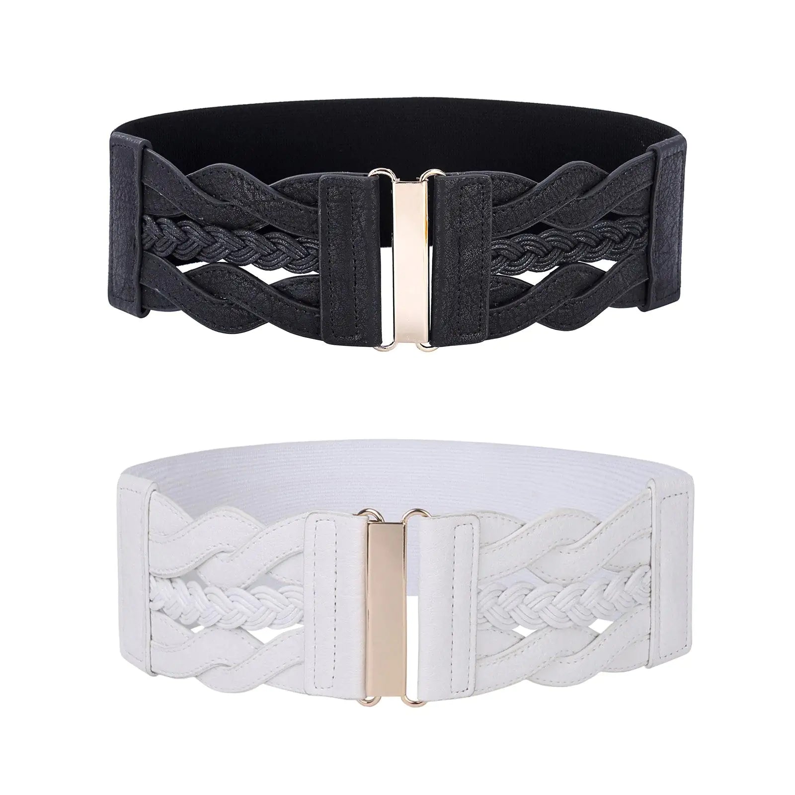 GRACE KARIN Women's Elastic Wide Belts Vintage Stretchy Belt Retro Fashion Cinch Belts for Dresses Black White X-Large