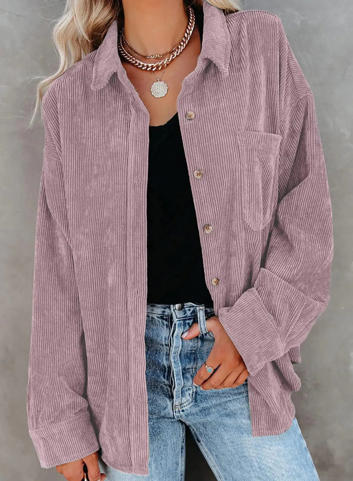 Women’s Stylish Light Purple Corduroy Shirt