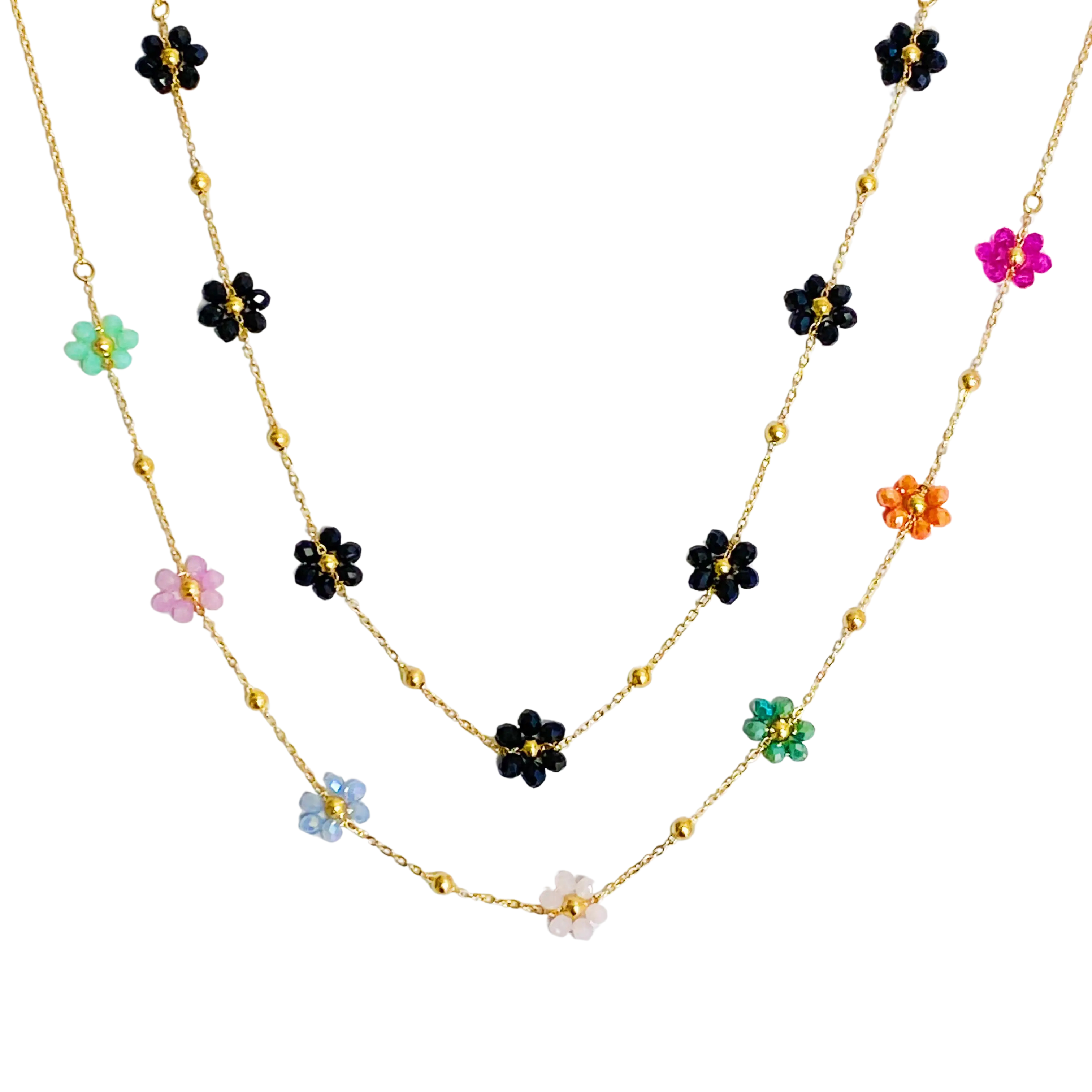 Flower Field Romance Beaded Necklace