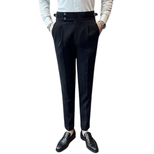 Men's High-Waist Waffle Business Casual Pants