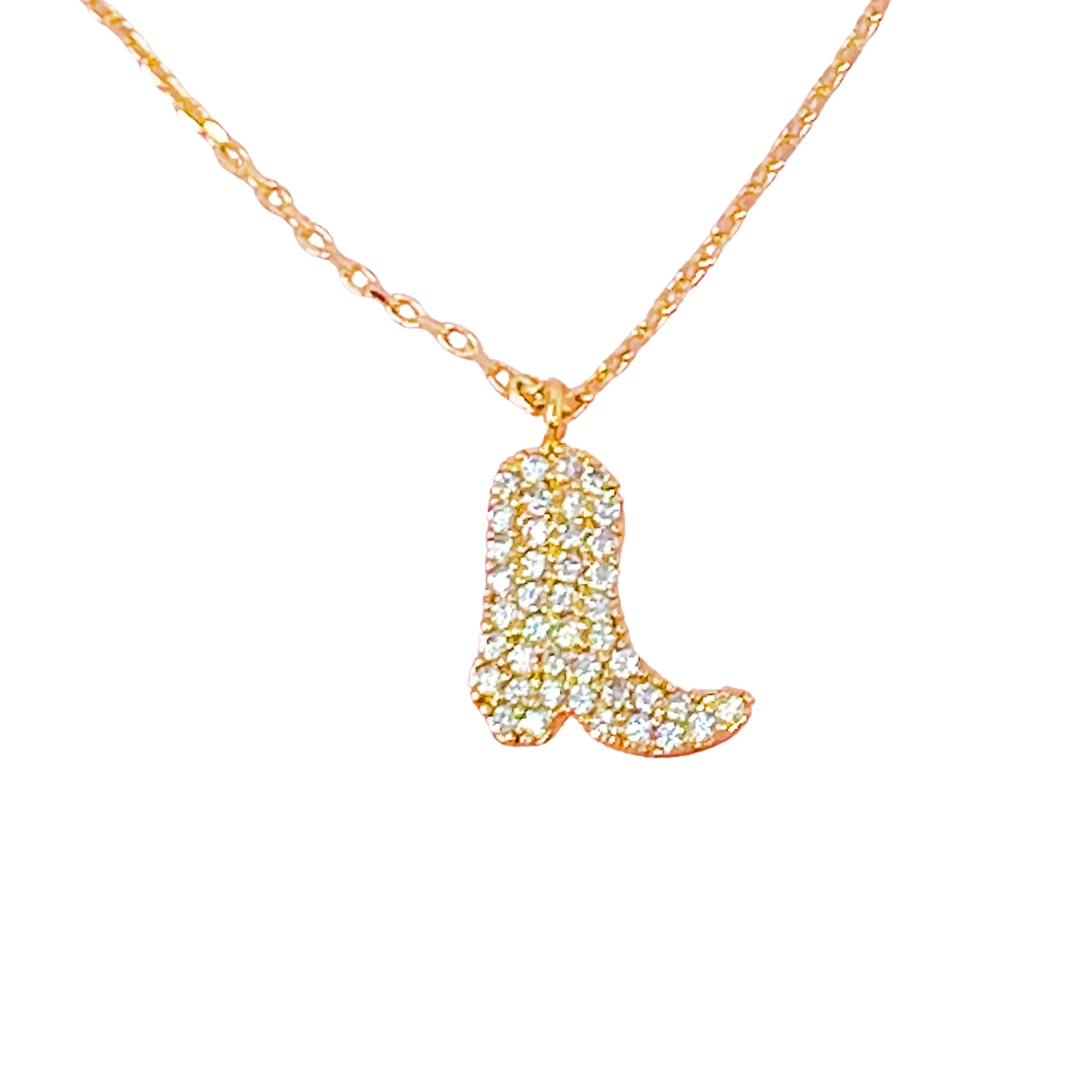 Glam Cow Girl Boot Necklace