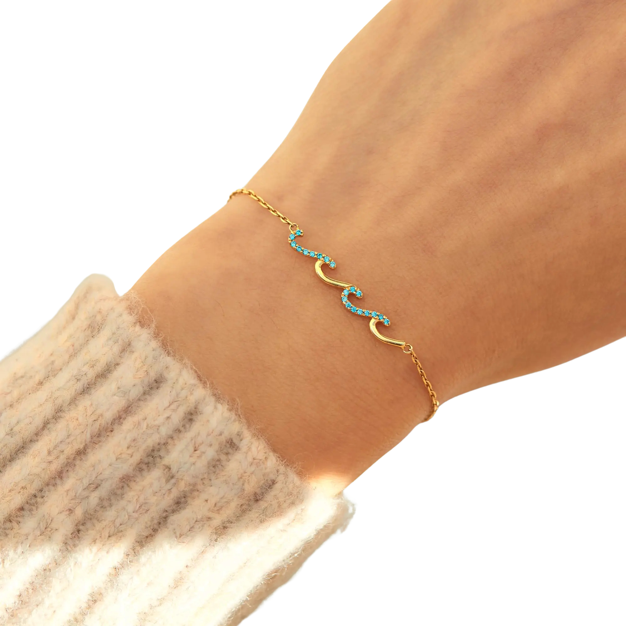 18k Gold Plated Wave Bracelets for Women