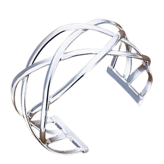 XO Cuff Style Bracelets polished in Silver