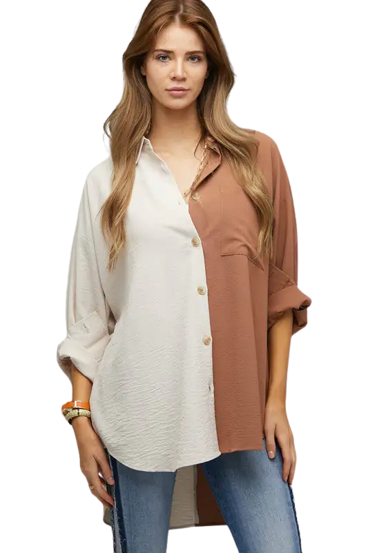 Two Color Button Down Shirt