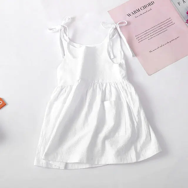 Buy white Sleeveless Cotton Toddler Dress