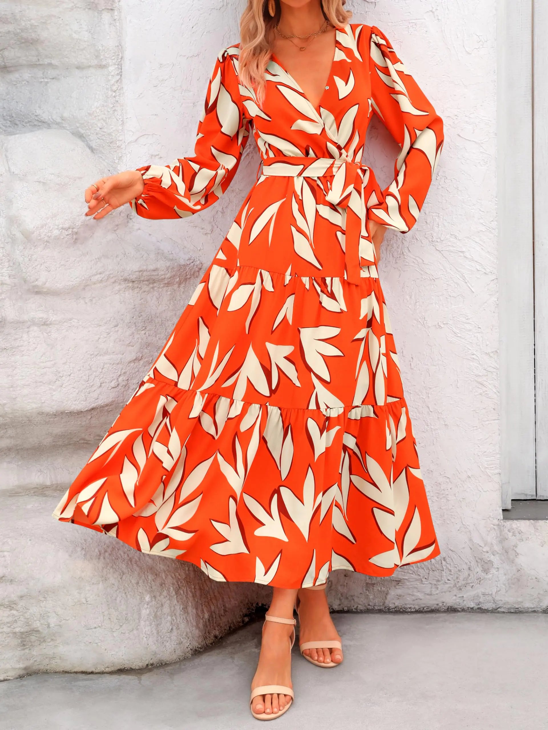 Women’s Boho Floral Maxi Wrap Dress