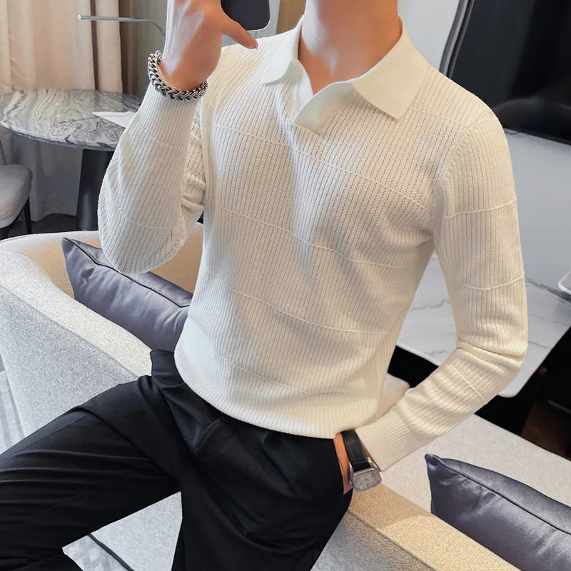 Sweaters/Male Casual Long Sleeve V-neck Knitted Pullover - 0