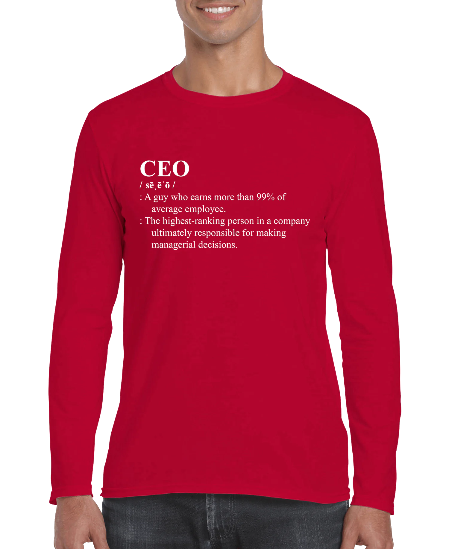 Buy red Men&#39;s CEO Definition Long Sleeve Shirt