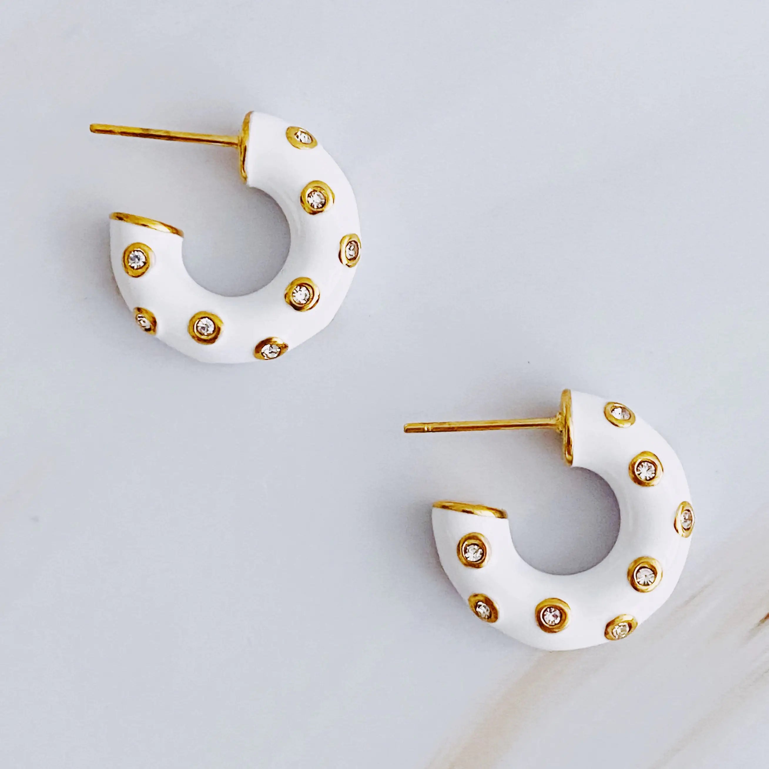 Buy white Jeweled Candy Everyday Hoop Earrings