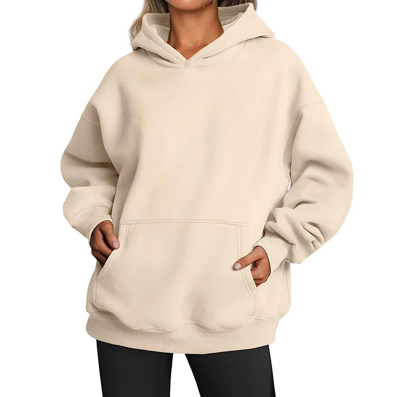 Buy khaki Large Pocket Women Hoodies