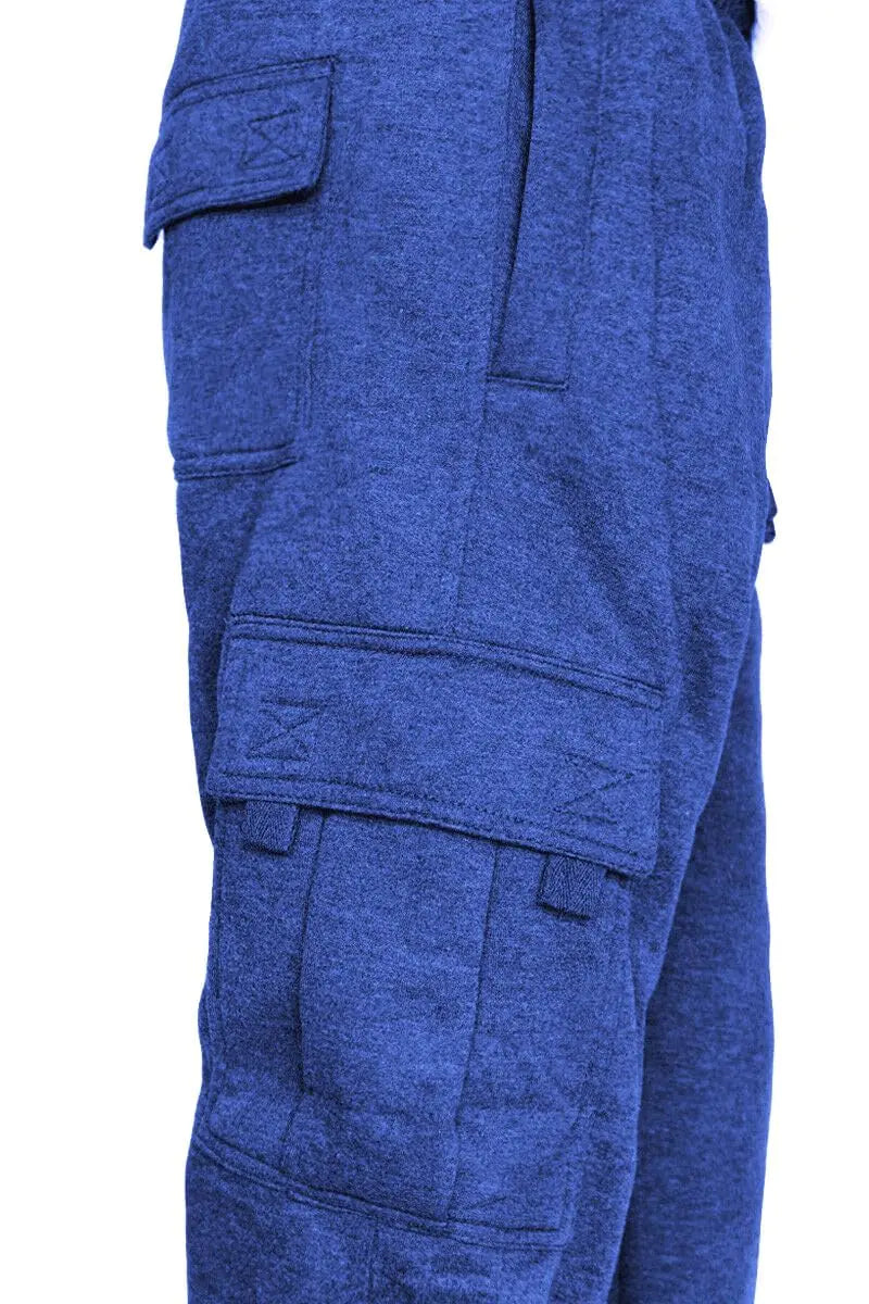 Men's Cargo Sweatpants Fleece Joggers with Pockets - 0