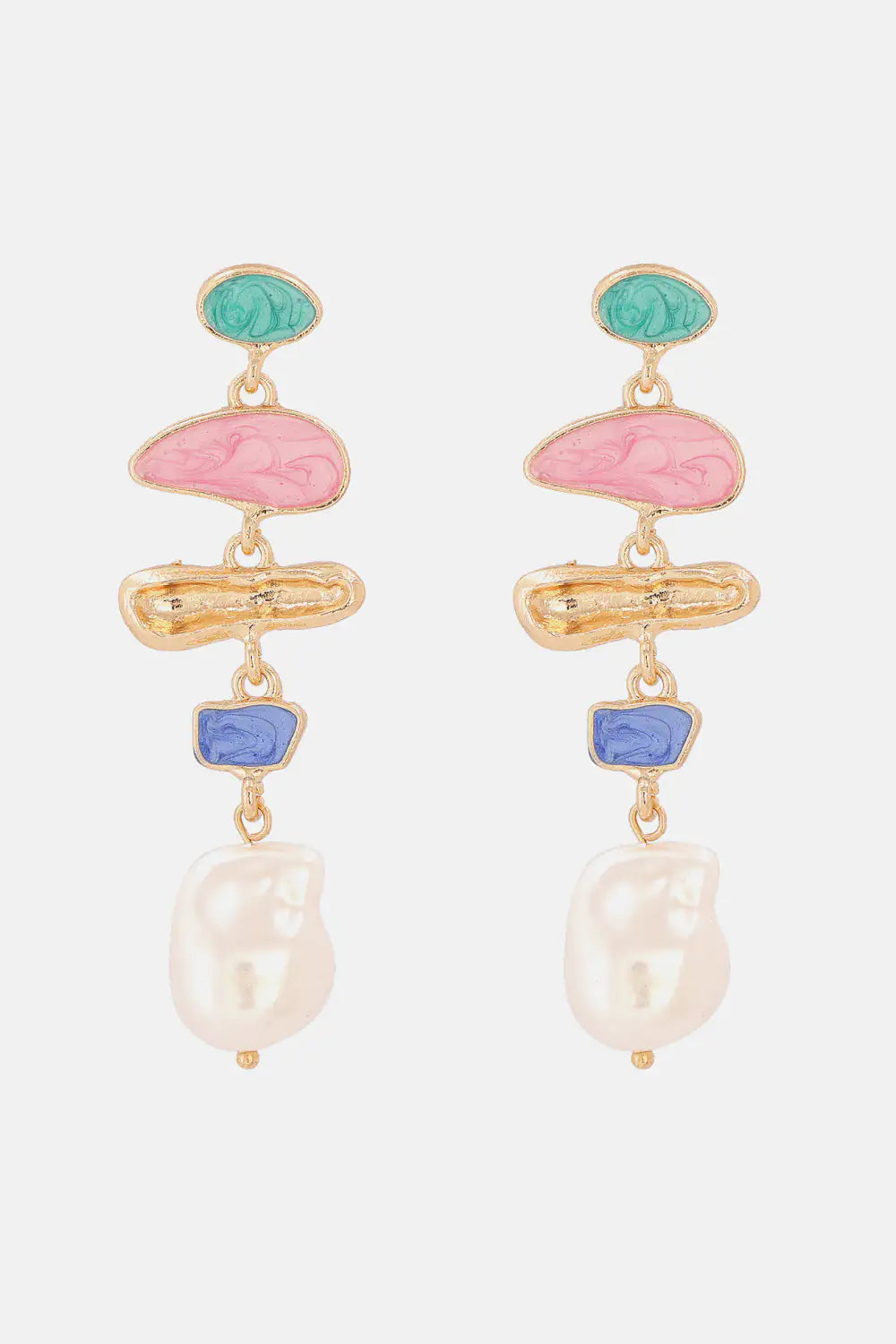 Buy multicolor Abnormal Shape Zinc Alloy Synthetic Pearl Dangle Earrings