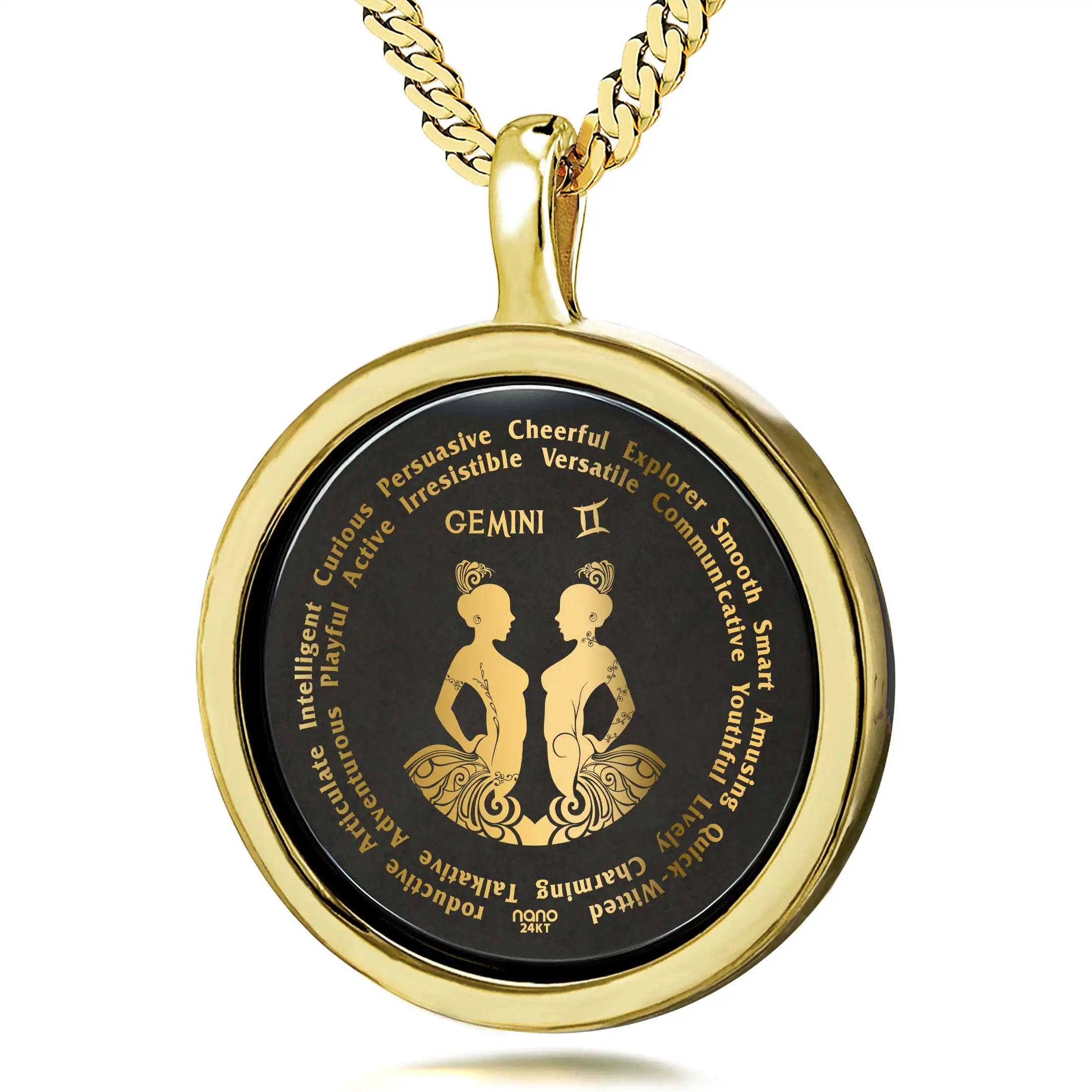 24K Gold Gemini Zodiac Necklaces for Lovers