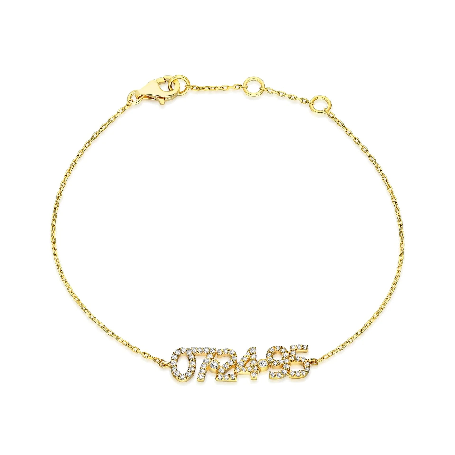 Buy 925-gold-plated Custom 925 Silver Diamond Number Bracelet