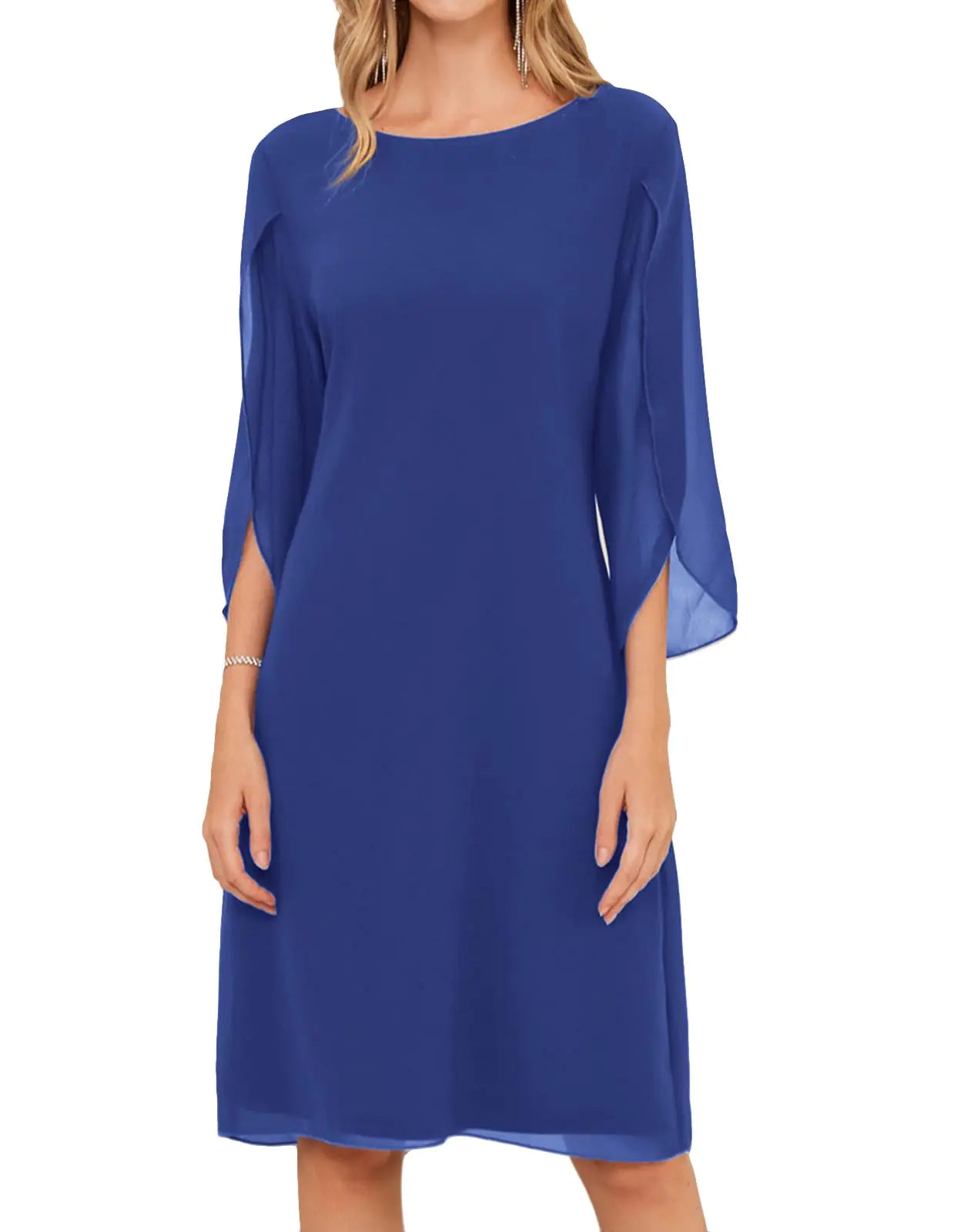 Womens Flutter Sleeve Chiffon Cocktail Dress