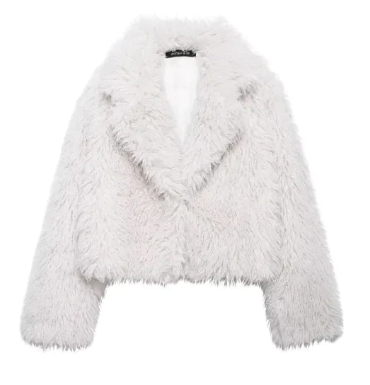 Buy white Fashionable All-match Green Fur Short Coat