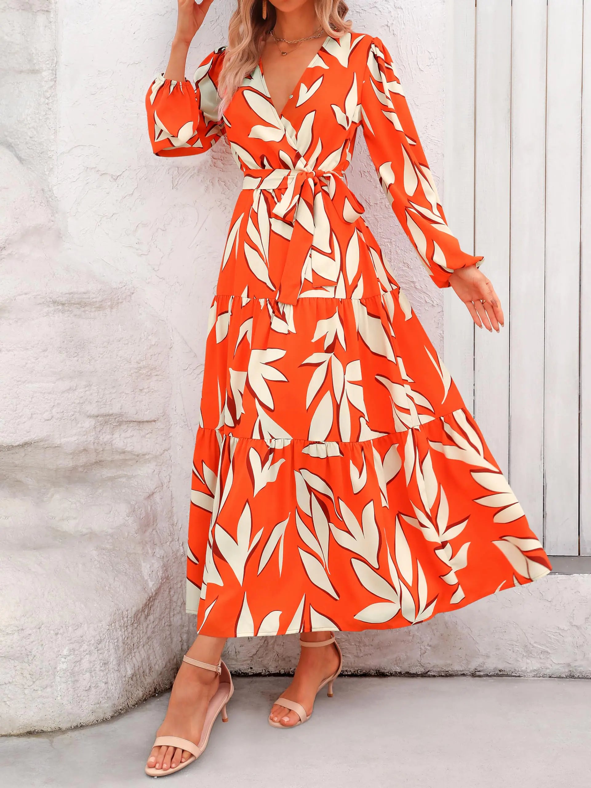 Women’s Boho Floral Maxi Wrap Dress