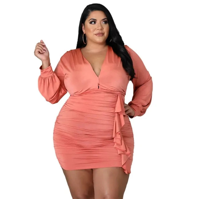 Buy pink Women Autumn Plus Size Dresses