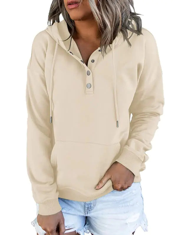 Dokotoo Women’s 2024 Button-Collar Hooded Pullover Sweatshirt