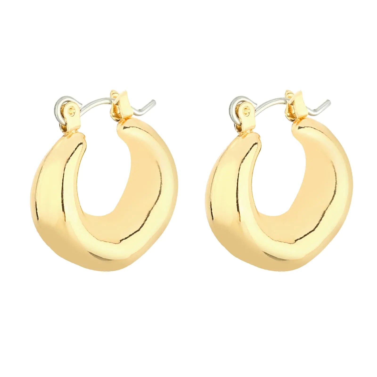 Wgoud Chunky Hoop Earrings Set 14K Gold Hoop Earrings for Women Hypoallergenic, Thick Hoops Earring set, Twist Huggie Hoop Earring 6 Prs Chunky Gold - 0