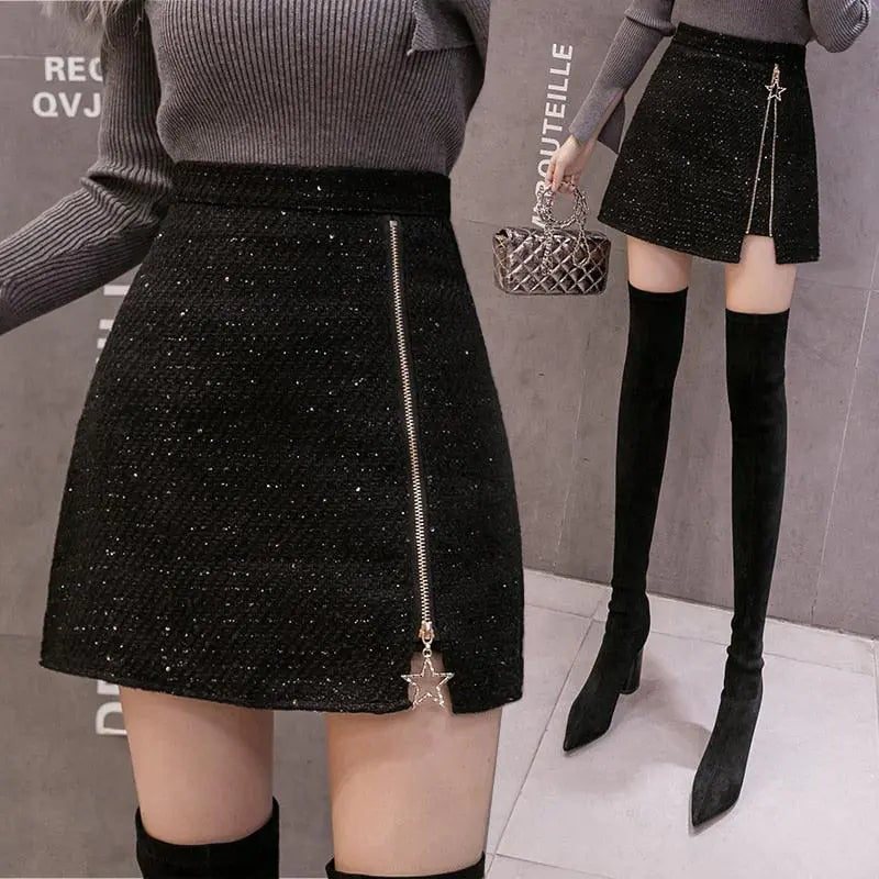 High Waist Skirts Zipper