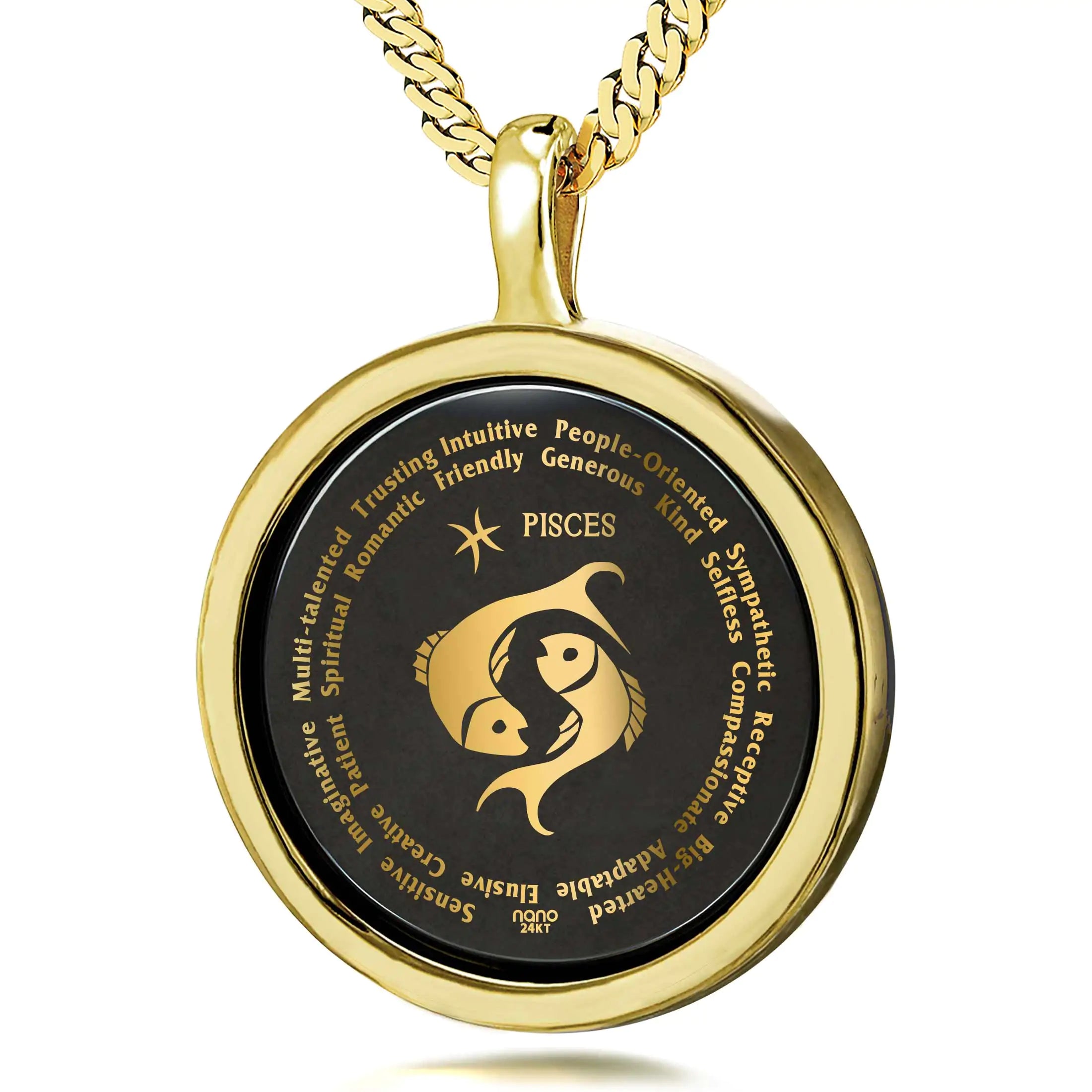 24k Gold Pisces Zodiac Necklace - 0