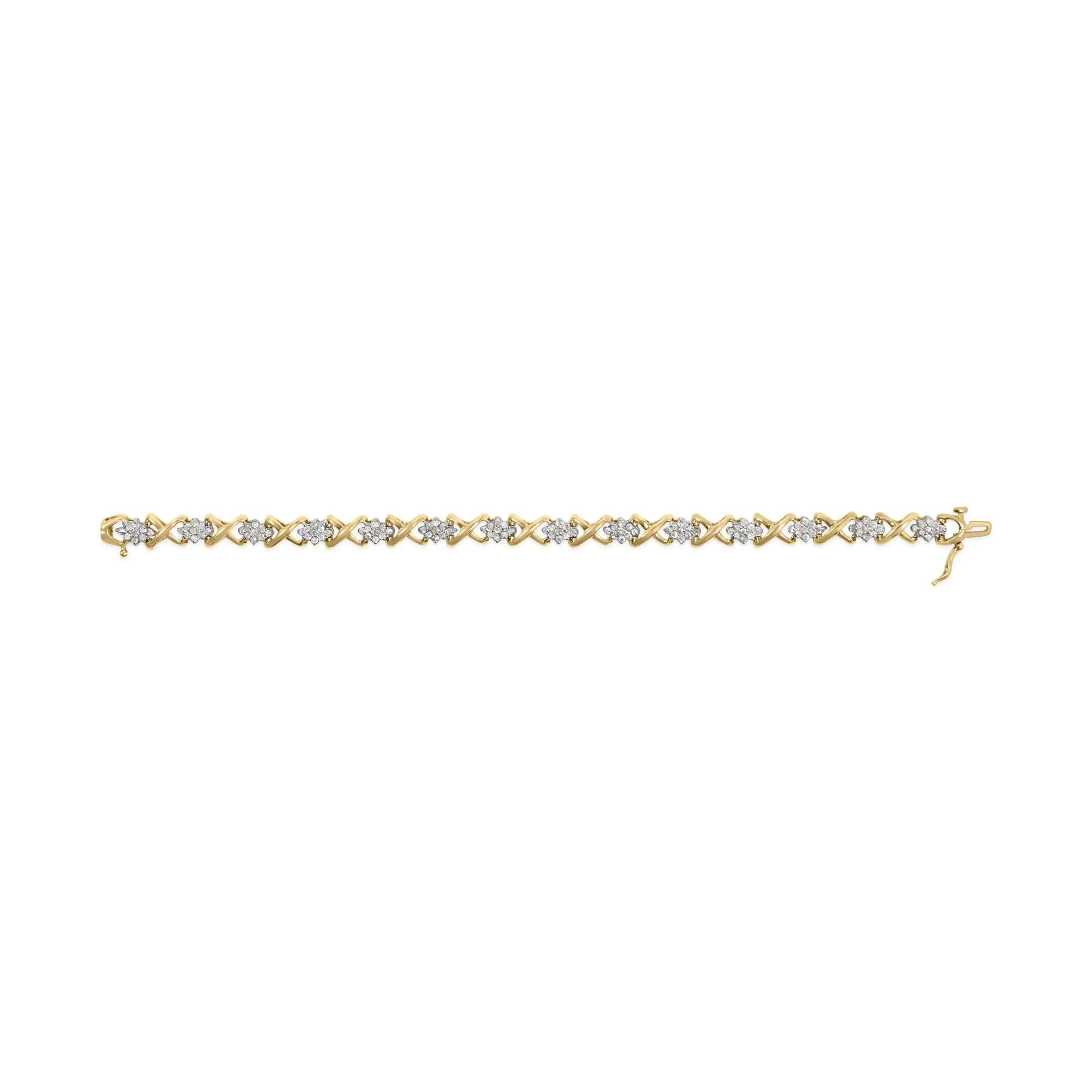 10k Yellow Gold Plated .925 Sterling Silver 2.00 Cttw Round-Cut Diamond Link 7" Bracelet (H-I Color, I2-I3 Clarity)