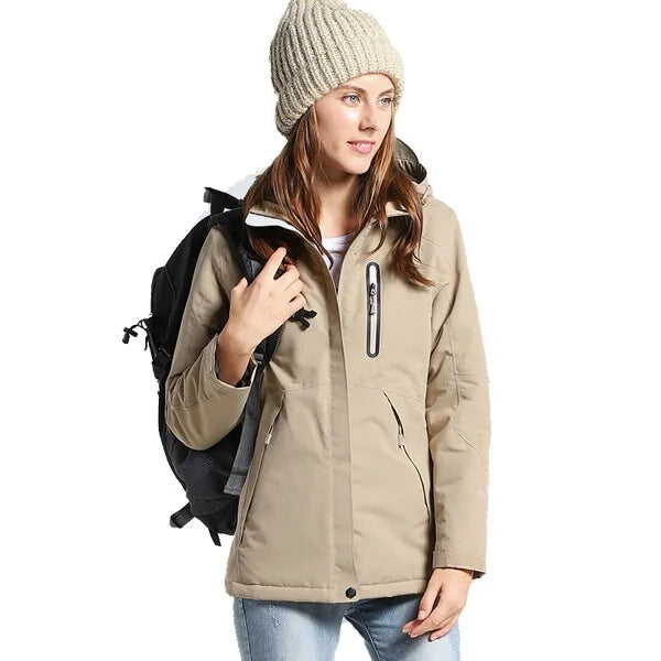 Buy khaki-women Winter Thick USB Heating Cotton Jackets